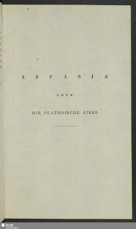 Aspasia Oder Die Platonische Liebe
