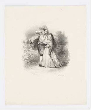 Herr hofiert eine Dame beim Spaziergang