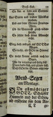 Abend-Segen am Montage