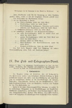 IV. Der Post- und Telegraphen-Dienst.