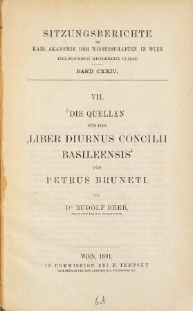 Die Quellen für den 'Liber diurnus concilii Basileensis' des Petrus Bruneti