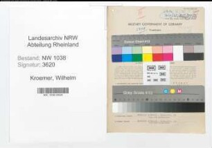 Entnazifizierung Wilhelm Kroemer , geb. 10.06.1894 (Finanzbeamter)