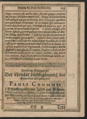 Christliche Leichpredigt ... Pauli Crummii ...