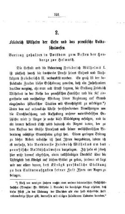 Friedrich Wilhelm der Erste und das preußische Volksschulwesen : Vortrag gehalten in Potsdam zum Besten der Herberge zur Heimath