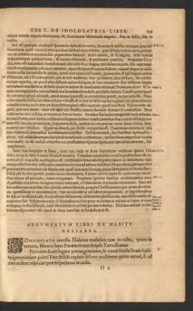 Argumentum Libri De Habitu Muliebri