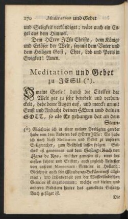 Meditation und Gebet zu JESU (*).