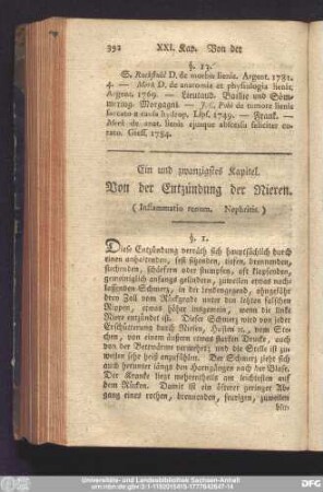 Ein und zwanzigstes Kapitel. Von der Entzündung der Nieren.