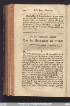 Ein und zwanzigstes Kapitel. Von der Entzündung der Nieren.