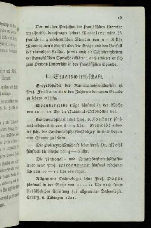 15-16, I. Staatswirthschaft