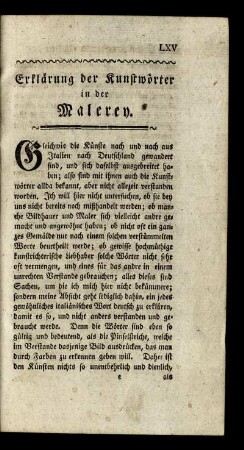 Erklärung der Kunstwörter in der Malerey.