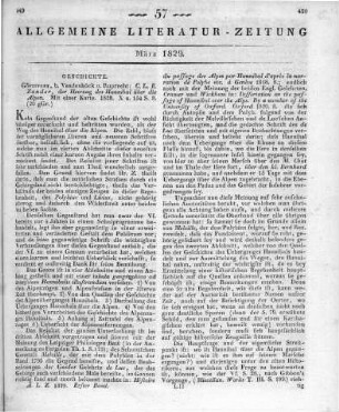 Zander, C. L. E.: Hannibal's Heerzug über die Alpen. Aus d. Engl. von Ferdinand Heinrich Müller. Göttingen: Vandenhoeck & Ruprecht 1828