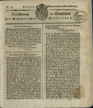 No. 75, Sonnabend den 18. September 1813