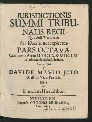 8: Continens Anno MDCLX. & MDCLXI. in iudicium deducta & definita