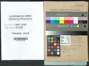 Entnazifizierung Josef Kierspel , geb. 20.11.1909 (Verwaltungsangestellter)