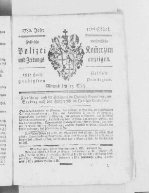 11tes Stück., Ausgabe vom 13. März 1782