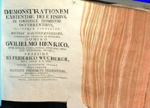 Demonstrationem Existentiae Dei E Finibvs, In Origine Hominvm Occvrrentibvs