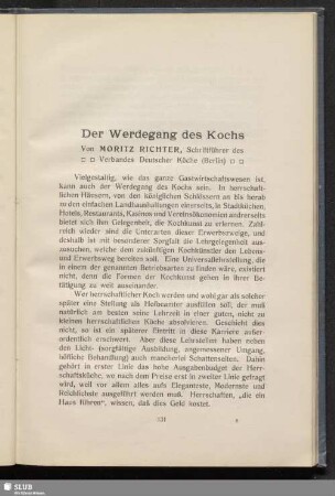 Der Werdegang des Kochs