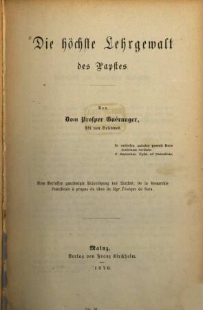 Die höchste Lehrgewalt des Papstes