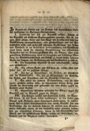 Verfassungs-Urkunde der französ. Republik vom 14. Nov. 1848