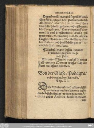 Von der Gicht/ Podagra/ vnd dergleichen Krencke. Cap. XI.