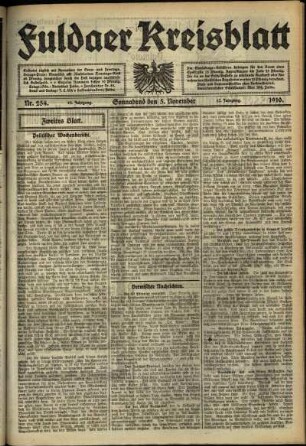 Zweite Ausgabe vom Samstag, den 05. November 1910.