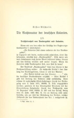 Erster Abschnitt. Die Rechtsnatur der deutschen Kolonien