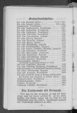 Die Taschenuhr als Kompaß.