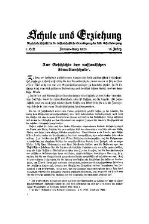 Zur Geschichte der nassauischen Simultanschule