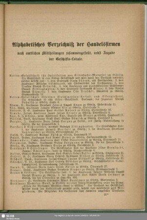 Handelsregister : Alphabetisches Verzeichniß der Handelsfirmen