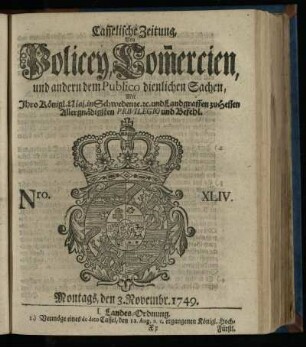 Nro. XLIV, Montags, den 3. Novembr. 1749