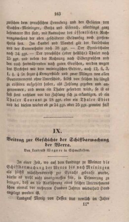 IX. Beitrag zur Geschichte der Schiffbarmachung der Werra.