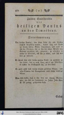 Zweites Sendschreiben des heiligen Paulus an den Timotheus.