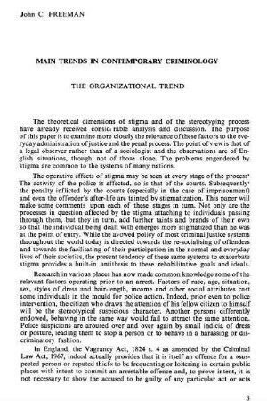 3-12, Main trends in contemporary criminology. The organizational trend