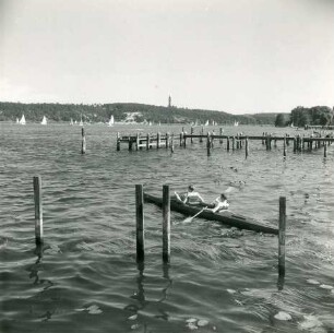 Gatow. Die Havel vom Strandbad Gatow. Blick zum Grunewaldturm
