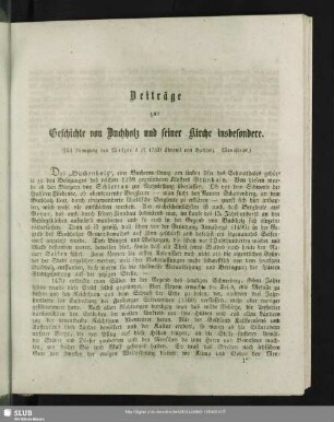 Beiträge zur Geschichte von Buchholz und seiner Kirche insbesondere