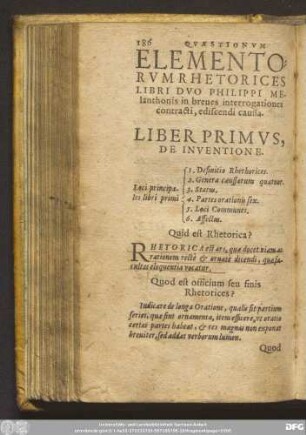 Liber Primus, De Inventione.