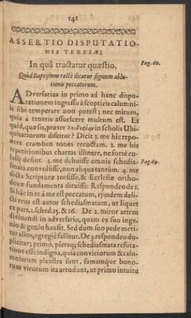 Assertio Disputationis Tertiae;