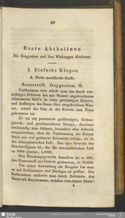 Erste Abtheilung. Die Reagentien und ihre Wirkungen überhaupt