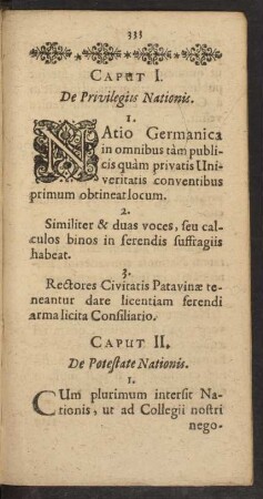 Caput I. De Privilegiis Nationis.