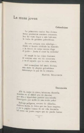 La musa joven : Golondrinas