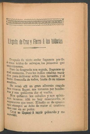 Llegada de Cruz y Fierro á las tolderias