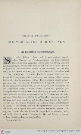 Erster Abschnitt: Die Vorläufer der Spitzen