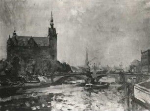 Waisenbrücke Berlin : Hübner, Ulrich. Waisenbrücke Berlin. Leinwand; 60 x 75 cm