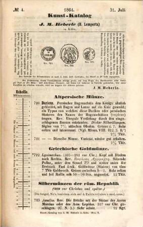 Catalog. 1862/64 = Münzen