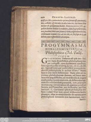 Progymnasma Nonagesimumtertium. Philosophica M. Tullii. Iidem.