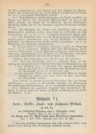 Abschnitt VI. Feld-, Forst-, Jagd- und Fischerei-Polizei