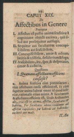 Caput XIX. De Affectibus in Genere