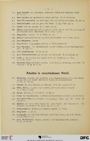 Arbeiten in verschiedenem Metall (Nr. 130-155)