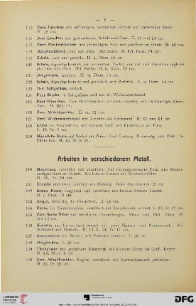 Arbeiten in verschiedenem Metall (Nr. 130-155)