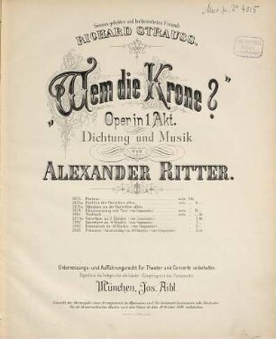 Wem die Krone? : Oper in 1 Akt